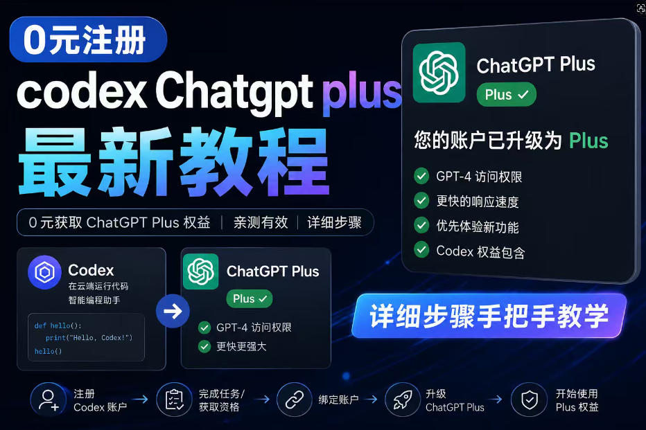 0元全自动注册codex gpt plus最新教程，0元获取GPT Plus权益，手把手详细教学|网创挖金社