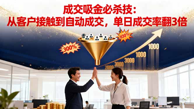 吸金成交营销必杀技：从客户接触到自动成交，单日成交率翻3倍|网创挖金社