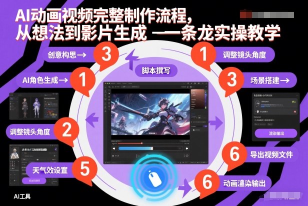 AI动画视频完整制作流程，从想法到影片生成一条龙实操教学|网创挖金社