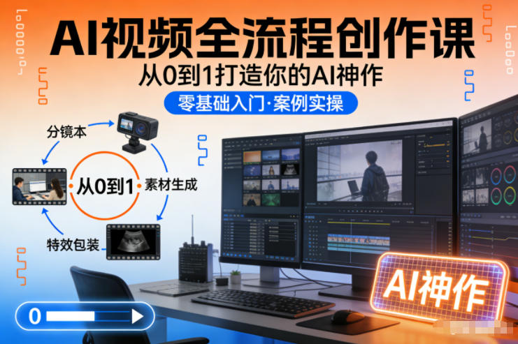 AI视频全流程创作课，从0到1打造你的AI神作|网创挖金社