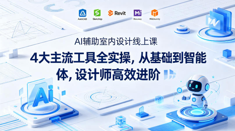 AI辅助室内设计线上课｜4大主流工具全实操，从基础到智能体，设计师高效进阶|网创挖金社