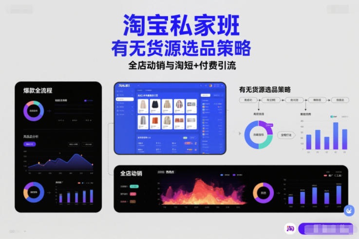 淘宝私家班，有无货源选品策略，高成功率爆款全流程打法，全店动销与淘短+付费引流(更新2026)|网创挖金社