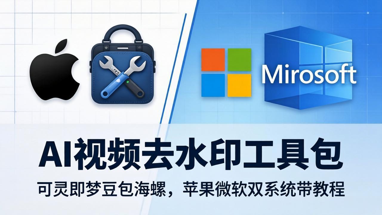 AI视频去水印工具包：可灵即梦豆包海螺，苹果微软双系统带教程|网创挖金社