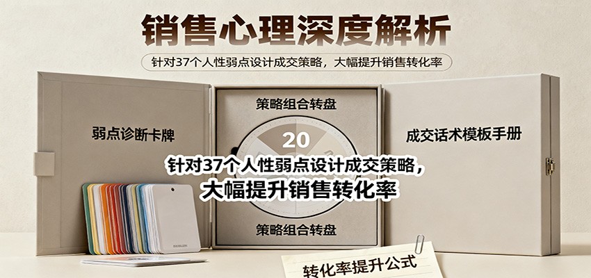 销售心理深度解析：针对37个人性弱点设计成交策略，大幅提升销售转化率！|网创挖金社