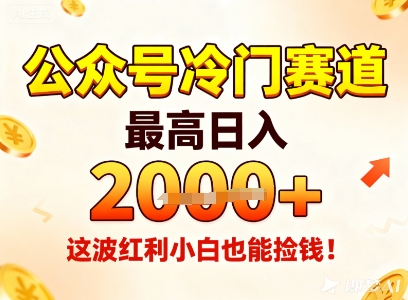 公众号冷门赛道，最高日入1k+，这波红利小白也能捡钱！|网创挖金社