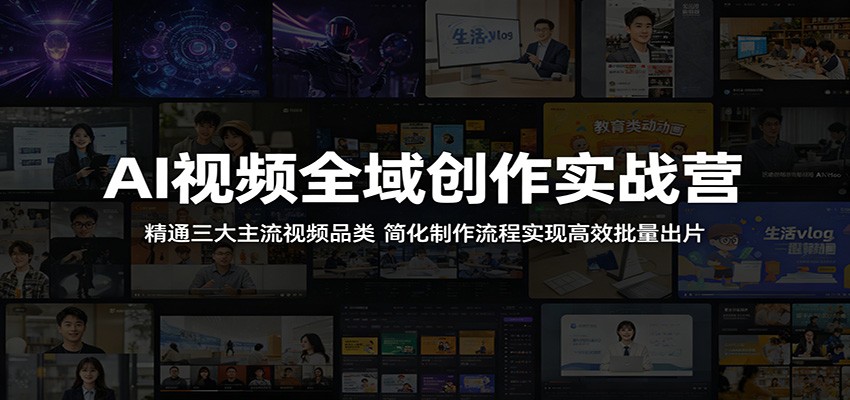AI视频全域创作实战营：精通三大主流视频品类，简化制作流程实现高效批量出片|网创挖金社