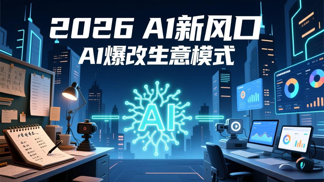 2026年AI创富新风口，用人工智能爆改你的生意模式，从短视频到直播全面降本增效抢占先机|网创挖金社