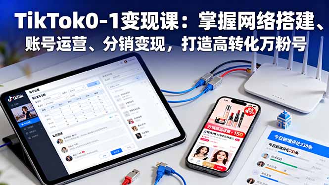 TikTok0-1变现课：掌握网络搭建、账号运营、分销变现，打造高转化万粉号|网创挖金社