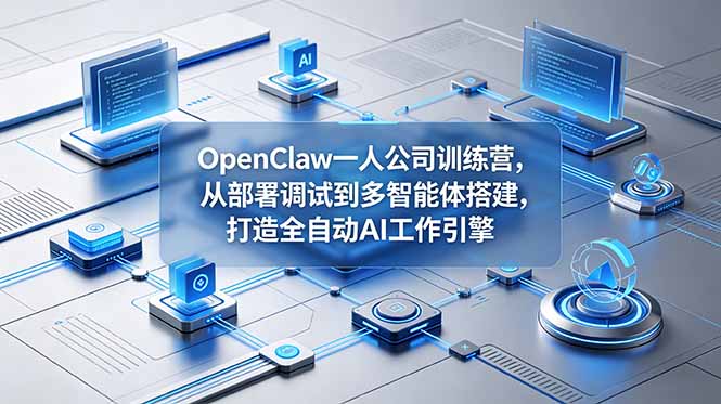 OpenClaw 一人公司训练营,从部署调试到多智能体搭建,打造全自动 AI 工作引擎|网创挖金社