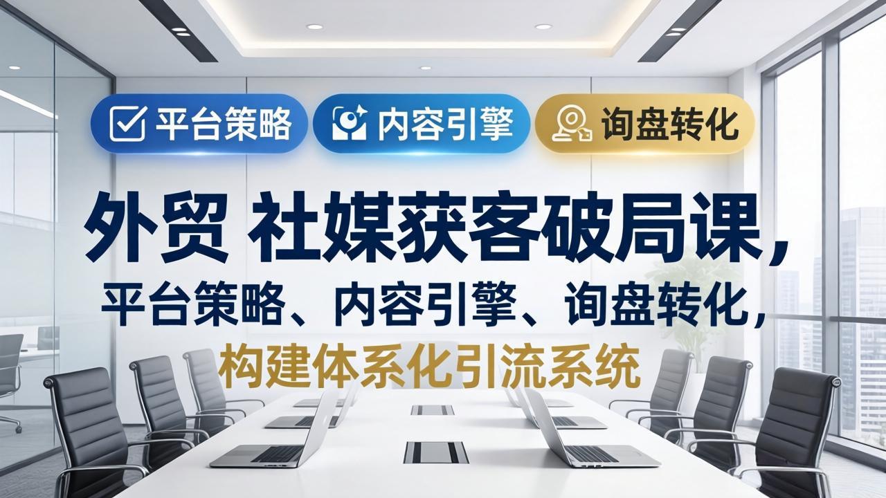 外贸 社媒获客破局课，平台策略、内容引擎、询盘转化，构建体系化引流系统(更新26年3月|网创挖金社