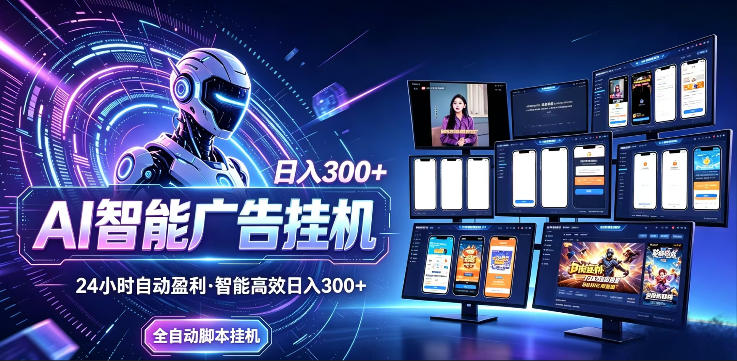 AI智能广告挂G项目，无需人工，单机稳定日入200+，可矩阵放大，24小时不间断刷广告賺收益【揭秘】|网创挖金社