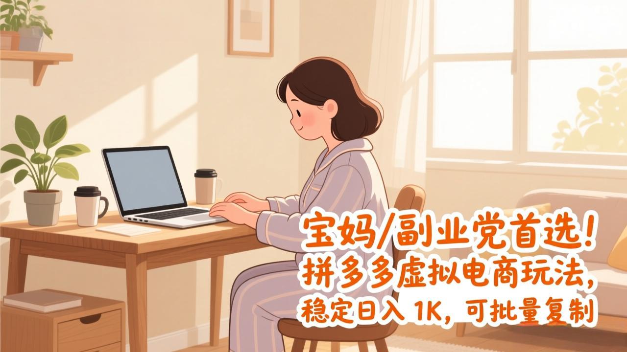 宝妈 / 副业党首选！拼多多虚拟电商玩法，稳定日入 1K，可批量复制|网创挖金社
