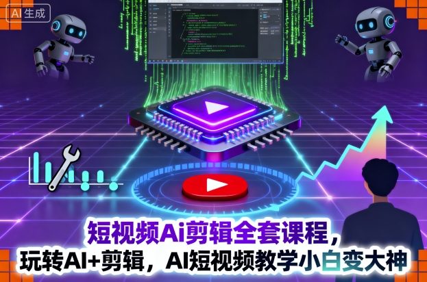 短视频Ai剪辑全套课程，玩转AI+剪辑，AI短视频教学小白变大神|网创挖金社