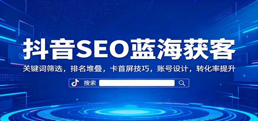 抖音SEO蓝海获客：关键词筛选，排名堆叠，卡首屏技巧，账号设计，转化率提升|网创挖金社