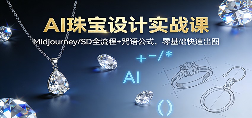AI珠宝设计实战课：Midjourney/SD全流程+咒语公式，零基础快速出图|网创挖金社