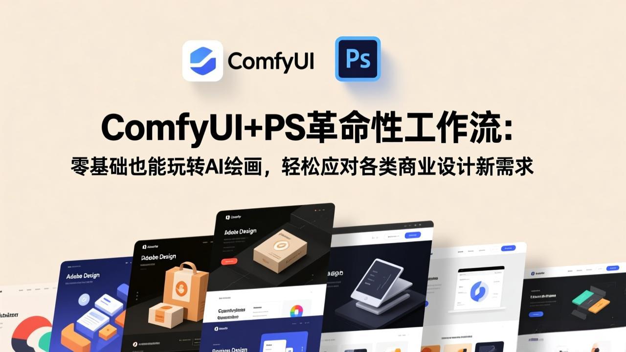 ComfyUI+PS革命性工作流：零基础也能玩转AI绘画，轻松应对各类商业设计新需求|网创挖金社