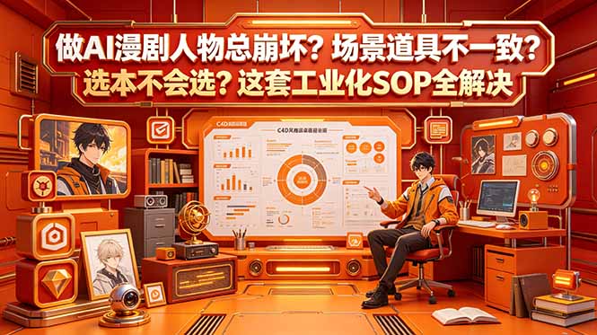 做AI漫剧人物总崩坏？场景道具不一致？选本不会选？这套工业化SOP全解决 (更新|网创挖金社