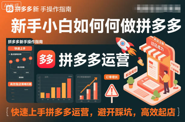 新手小白如何做拼多多，快速上手拼多多运营，避开踩坑，高效起店|网创挖金社