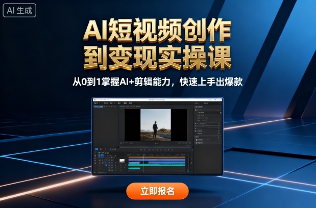 AI短视频创作到变现实操课，从0到1掌握AI+剪辑能力，快速上手出爆款(更新10月)|网创挖金社