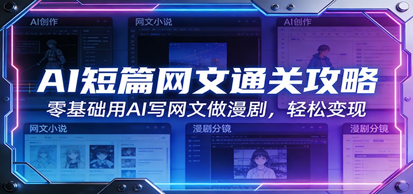 AI短篇网文通关攻略:零基础用AI写网文做漫剧,轻松变现|网创挖金社