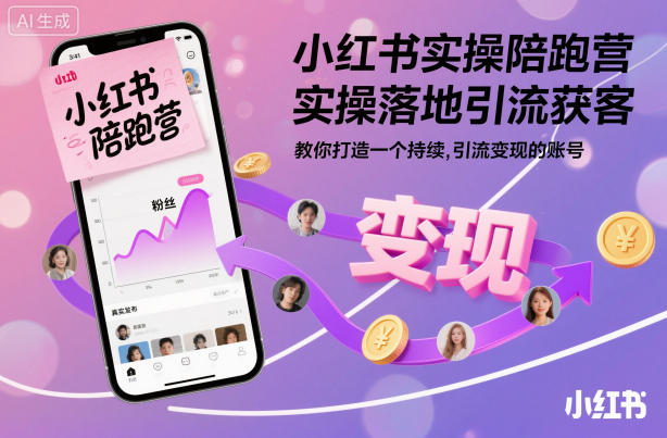 小红书实操陪跑营，实操落地引流获客，教你打造一个持续引流变现的账号|网创挖金社