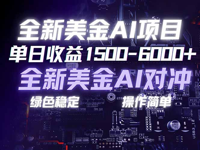 美金AI对冲项目，日入1500-6000+，绿色稳定，操作简单，创业副业首选，可批量放大|网创挖金社