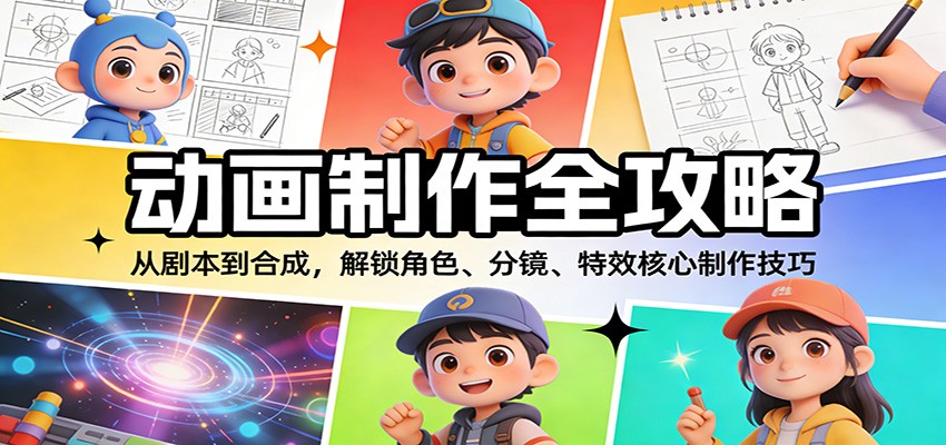 动画制作全攻略：从剧本到合成，解锁角色、分镜、特效核心制作技巧|网创挖金社