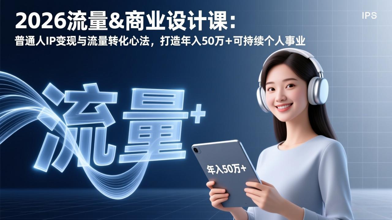 2026流量&商业设计课:普通人IP变现与流量转化心法,打造年入50万+可持续个人事业|网创挖金社