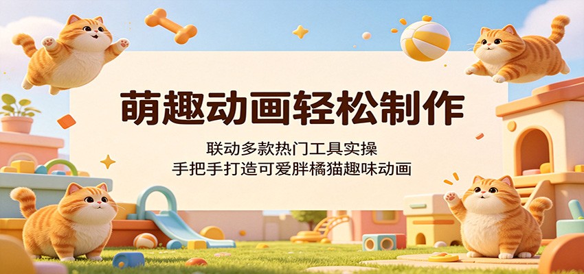 萌趣动画轻松制作，联动多款热门工具实操，手把手打造可爱胖橘猫趣味动画|网创挖金社