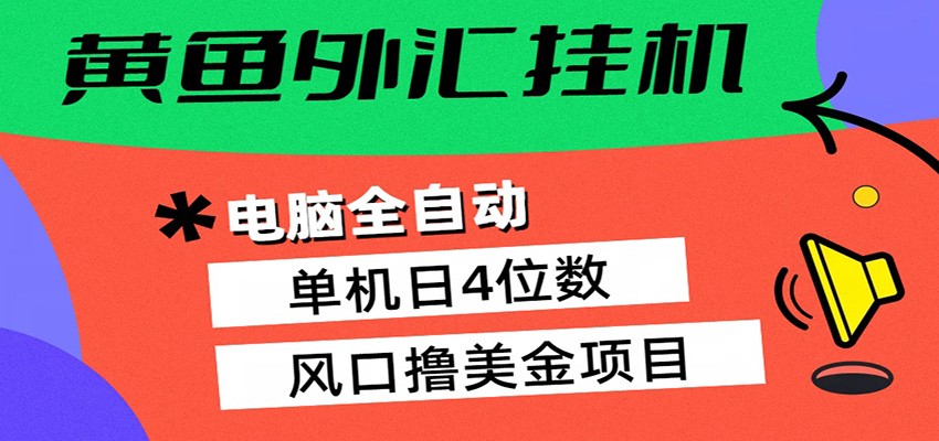 黄鱼外汇挂机：全自动赚美金、自动交易、风口项目|网创挖金社