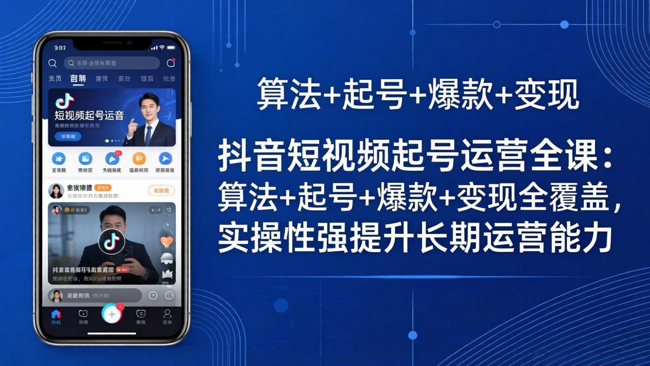 抖音短视频起号运营全课：算法+起号+爆款+变现全覆盖，实操性强提升长期运营能力|网创挖金社