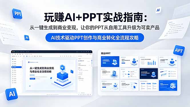 玩赚AI+PPT实战指南-更新5月13：从一键生成到商业变现，让你的PPT从自用工具升级为可卖产品|网创挖金社