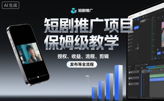 短剧推广项目保姆级教学，授权、收益、流程、剪辑，发布等全流程|网创挖金社