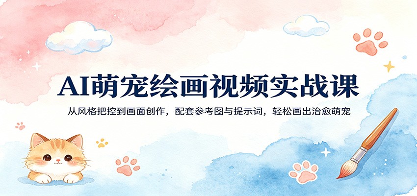 AI萌宠绘画视频实战课：从风格把控到画面创作，配套参考图与提示词，轻松画出治愈萌宠|网创挖金社
