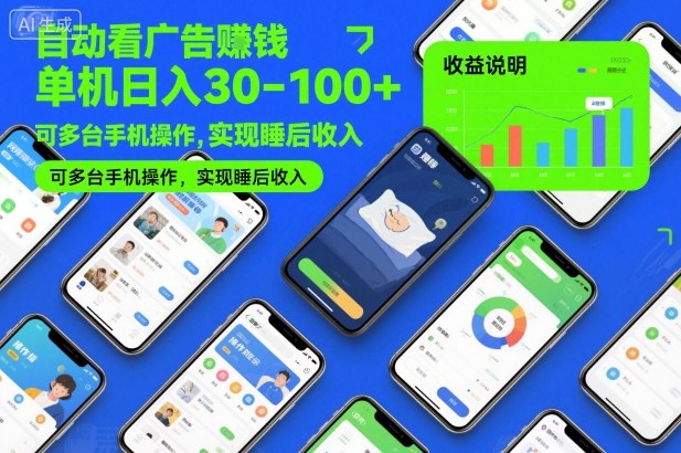 自动看广告賺钱，单机日入30-100+，可多台手机操作，实现睡后收入【揭秘】|网创挖金社