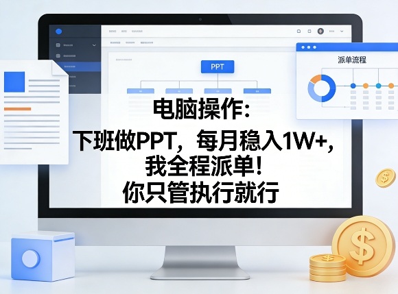 电脑操作：下班做PPT，每月稳入1W+，我全程派单！你只管执行就行【揭秘】|网创挖金社