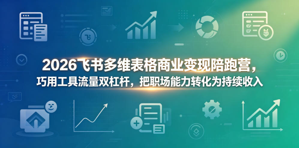 2026飞书多维表格商业变现陪跑营，巧用工具流量双杠杆，把职场能力转化为持续收入|网创挖金社