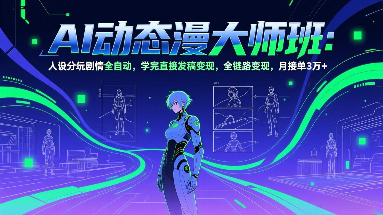 AI动态漫剧大师班：人设分镜剧情全自动，学完直接发稿变现，全链路变现，月接单3万+|网创挖金社