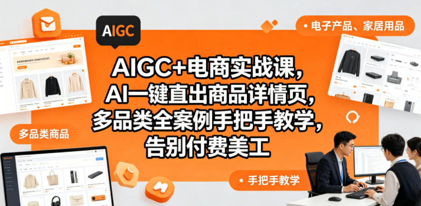 AIGC+电商实战课，AI一键直出商品详情页，多品类全案例手把手教学，告别付费美工(更新)|网创挖金社