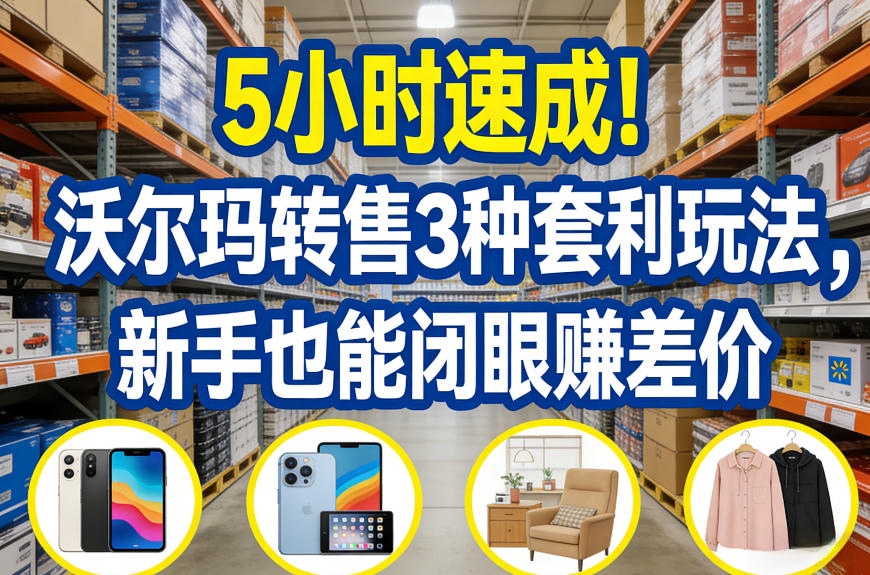 5小时速成！沃尔玛转售3种套利玩法，新手也能闭眼賺差价|网创挖金社
