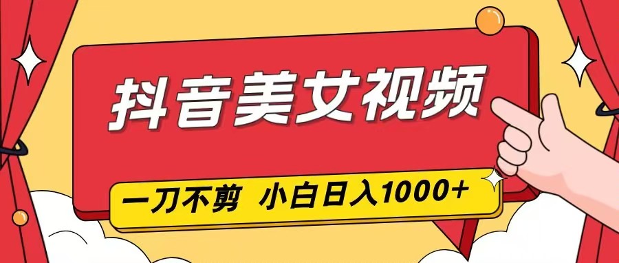 抖音美女视频，一刀不剪，两分钟一条视频，小白轻松上手，日入1000|网创挖金社