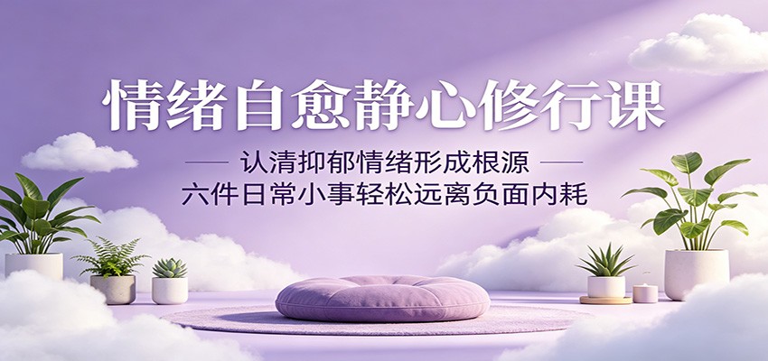 情绪自愈静心修行课：认清抑郁情绪形成根源，六件日常小事轻松远离负面内耗|网创挖金社