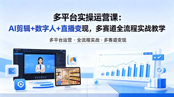 某团队多平台实操运营课-更新26年4月20：AI剪辑+数字人+直播变现，多赛道全流程实战教学|网创挖金社