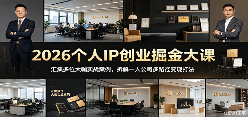 2026个人IP创业掘金大课：汇集多位大咖实战案例，拆解一人公司多路径变现打法|网创挖金社