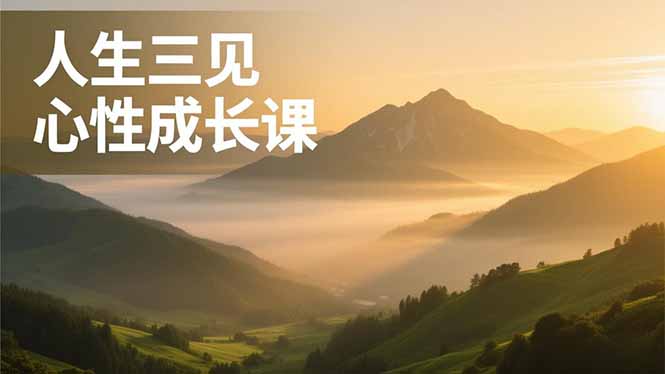 人生三见心性成长课，见天地众生自己，搞透人性安顿身心，活出清晰自我，内在富足无价|网创挖金社