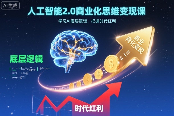 人工智能2.0商业化思维变现课，学习AI底层逻辑，把握时代红利|网创挖金社