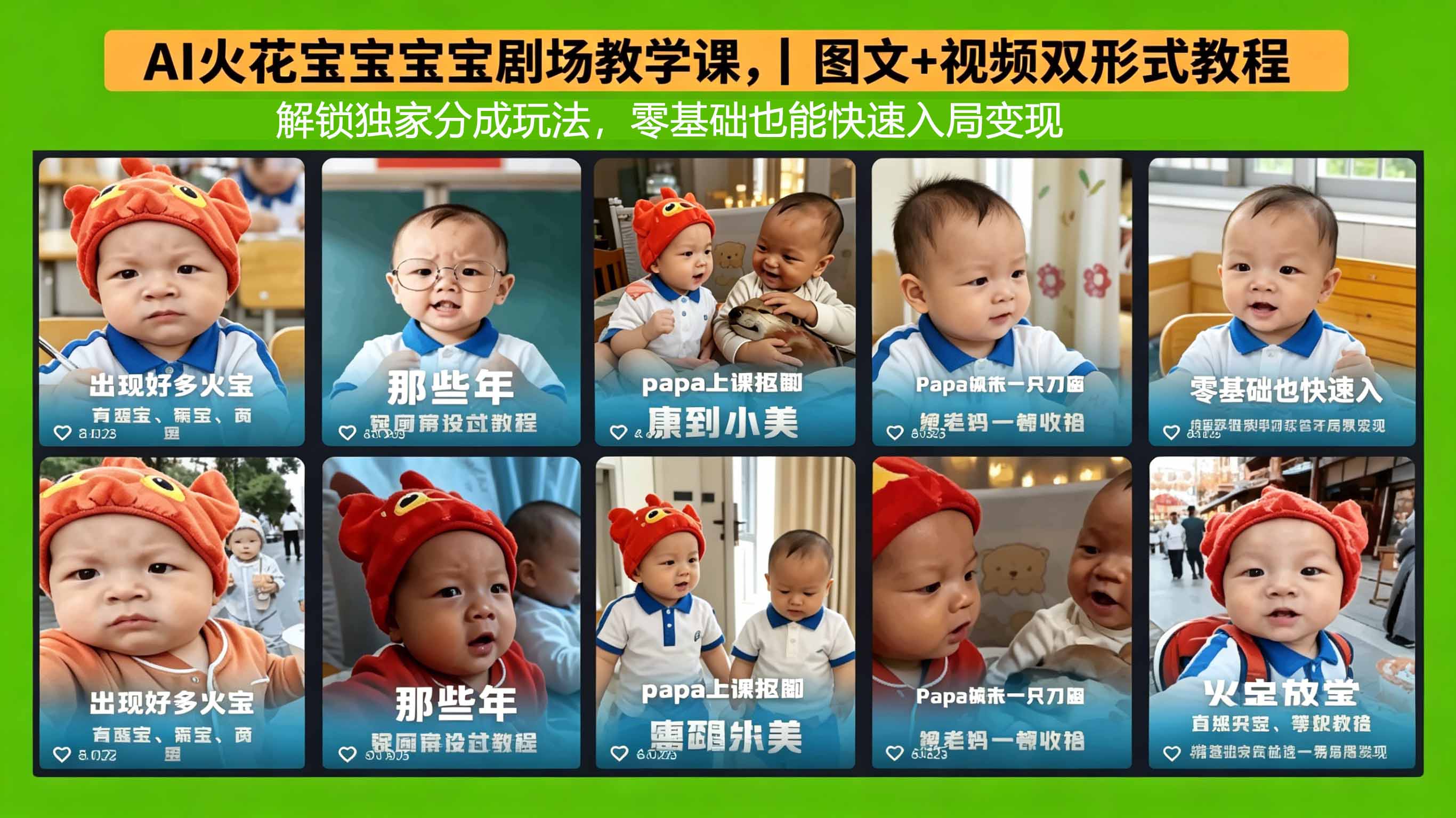 AI火花宝宝宝宝剧场教学课,图文+视频双形式教程,解锁独家分成玩法,零基础也能快速入局变现|网创挖金社