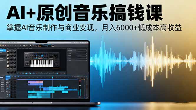 AI+原创音乐搞钱课：掌握AI音乐制作与商业变现，月入6000+低成本高收益|网创挖金社