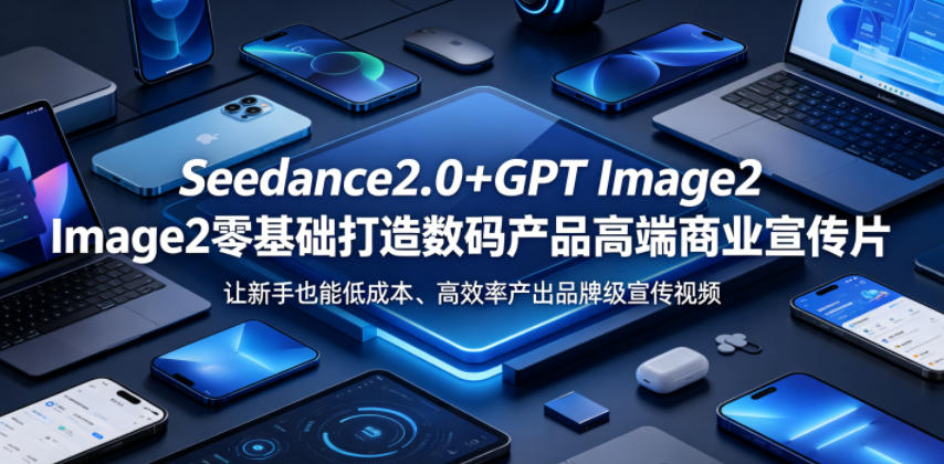 Seedance2.0+GPT Image2零基础打造数码产品高端商业宣传片，让新手也能低成本、高效率产出品牌级宣传视频|网创挖金社