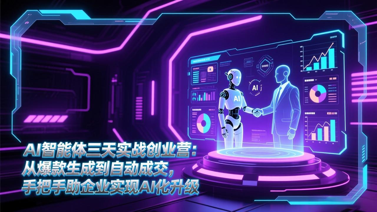 AI智能体三天实战创业营：从爆款生成到自动成交，手把手助企业实现AI化升级|网创挖金社